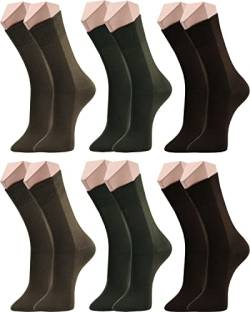 Vitasox 31211 Business Herrensocken aus Baumwolle ohne Gummi und ohne Naht, hochwertige Herren Socken, atmungsaktive Qualität mit weichem Bund für Herren, 6er Pack moccca & Khaki-Töne 39/42 von Vitasox