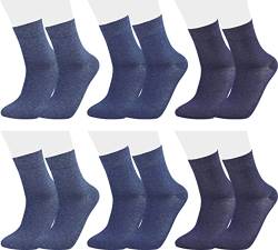 Vitasox 32030 Herren Socken Kurzschaft Kurzschaftsocken einfarbig Baumwolle ohne Gummi ohne Naht 6 Paar Jeans-Töne 39/42 von Vitasox