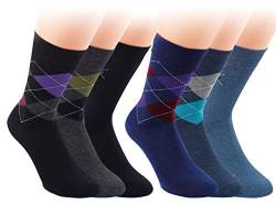 Vitasox 32118/9 Herren Socken Herrensocken Karo ohne Naht ohne Gummi Schwarz Anthrazit Jeans 6 Paar 43/46 von Vitasox