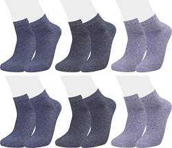 Vitasox 35199 Herren Socken Kurzsocken aus Baumwolle Quartersocken Herrensocken Komfortrand einfarbig ohne Naht Jeans-Töne 6er Pack 39/42 von Vitasox