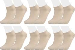 Vitasox 43017 Damen Herren Kurzsocken Bambus Sneakersocken einfarbig ohne Naht beige 6er Pack 35/38 von Vitasox