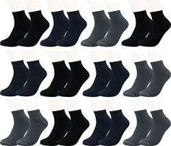 Vitasox 43018 Damen Herren Kurzsocken Bambus Sneakersocken einfarbig ohne Naht schwarz anthrazit marine 12er Pack 39/42 von Vitasox