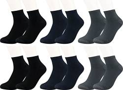 Vitasox 43018 Damen Herren Kurzsocken Bambus Sneakersocken einfarbig ohne Naht schwarz anthrazit marine 6er Pack 35/38 von Vitasox