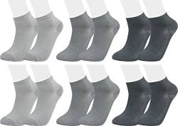 Vitasox 43019 Damen Herren Kurzsocken Bambus Sneakersocken einfarbig ohne Naht Silber-Töne 6er Pack 35/38 von Vitasox