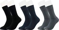 Vitasox 43039 Bambus Socken für Damen & Herren, atmungsaktive Bambussocken mit weichem Komfortbund ohne Gummi, Qualitäts Strümpfe ohne Naht an den Zehen, 3 Paar schwarz, anthrazit, marine 39-42 von Vitasox