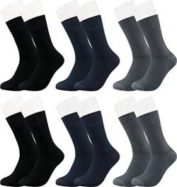 Vitasox 43039 Bambus Socken für Damen & Herren, atmungsaktive Bambussocken mit weichem Komfortbund ohne Gummi, Qualitäts Strümpfe ohne Naht an den Zehen, 6 Paar schwarz, anthrazit, marine 39-42 von Vitasox