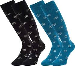 Vitasox Damen Thermo Kniestrümpfe mit Innenfrotte, warme dicke Socken gegen kalte Füße, gefütterte Socken gegen kalte Zehen 12962 (71402), petrol und schwarz, 2 Paar, 35-38 von Vitasox