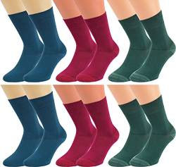 Vitasox Damen & Herren Bambus Socken, atmungsaktive Bambussocken mit weichem Komfortbund ohne Gummi, Qualitäts Strümpfe gegen Schweiß ohne Naht, 43048 (43033), 6 Paar, grün, blau, rot, 35-38 von Vitasox