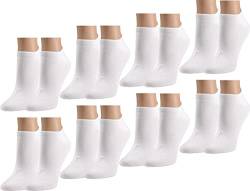 Vitasox Herren Kurze Komfort Baumwoll Sneaker Socken in verschiedenen Farben, Klassisch Weiß, White, Übergrößen, Basics, Luxustrumpf, Leichte Sommer Sneakersocken ohne Naht, 8 Paar, 50-52 von Vitasox