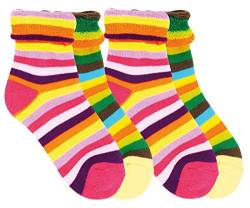 Vitasox Kinder Thermo Socken Frotteesocken bunt 2/4 Paar (31/34, 4xBunte Ringel Rosa) von Vitasox