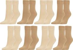 Vitasox Socken 98% Bio Baumwolle für Damen & Herren, sehr feiner Stoff, Ferse und Spitze verstärkt, Natur Pur, 41010 (71109), beige, 43-46, 8 Paar von Vitasox