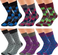 Vitasox XXL Design Socken in modischen Farben und Mustern mit weitem Rand, 6 Paar, Quadrate & Punkte, 47-50 von Vitasox