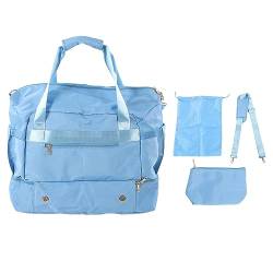 Sport-Sporttasche, Mehrere Taschen, Großes Fassungsvermögen, wasserdichte Trainings-Reisetasche Für Damen, Reisen, Fitnessstudio, Yoga(Light Blue) von Vitdipy