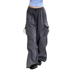 Cargohose Damen Baggy Cargo Hosen Schwarze Sale Y2K Hose Weite Rave Festival Palazzo Hose Cargo Jeans Weit Rockabilly Hose Arbeitshose Wanderhose Wide Leg Cargo Hose High Waist Cargohosen Mädchen von Viunychn