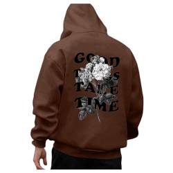 Essentials Hoodie Herren Oversize Mit Backprint Y2K Hoody Mit Kapuze Basic Pullover Vintage Print Hoodies Für Männer Anime Kapuzenpullover Schwarzer Coole Streetwear Drip Klamotten Oversized Pulli @1 von Viunychn