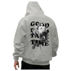 Herren Hoodie Mit Backprint, Oversize Y2K Essentials Hoody Mit Kapuze Print Anime Kapuzenpullover Schwarzer Basic Vintage Hoodies Für Männer Pullover Gym Oversized Coole Streetwear Pulli Y2K Men @1 von Viunychn