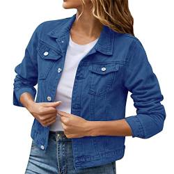 Jeansjacke Damen Kurz,Female Jeansjacke Kurze jacke Denim Jean Mantel Outwear Sale Lange Ärmel Damen Jeansjacke mit Knöpfen Winter Herbst jacke Kanten und Waschen mit Tasche von Viunychn