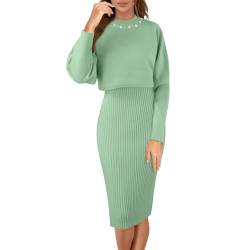 Strickkleid Damen Herbst Elegant Winter Winterkleid Herbstkleid Pulloverkleid Zweiteiler Moderne Mit Rundhalsausschnitt Strick Strickkleider Winterkleidung Fall Christmas Chic Knitted Skims Dress @2 von Viunychn