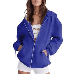 Viunychn Damen Sweatjacke Hoodie Sweatshirtjacke Pullover Oberteile Kapuzenpullover Einfarbig Full Zip Casual Hoodie Sweatshirt @J von Viunychn