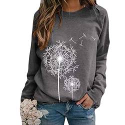 Viunychn Felicious Klamotten,Damen Löwenzahn Sweatshirt Langarmshirt Pusteblume Drucken Pullover Herbst Winter Bluse Tops Oberteile Streetwear Sportbekleidung von Viunychn