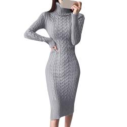 Viunychn Strickkleid Damen Herbst Elegant Winter Winterkleid Herbstkleid Pulloverkleid Moderne Strick Mit Rundhalsausschnitt Winterkleider Etuikleid Warme Zwei Cozy Frauen Knitted Skims Dress 1 von Viunychn