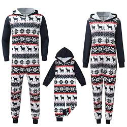 Weihnachten Schlafanzug Familie mit Reißverschluss Einteiler Nachtwäsche Kapuze Overall Hausanzug Kuschelig Eltern Kind Hausanzug Christmas Elchdruck Pyjamas Set Weihnachtsschlafanzüge @1 von Viunychn