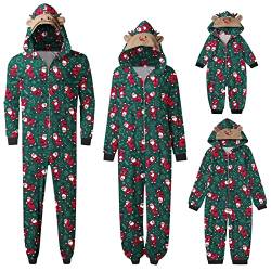 Weihnachten Schlafanzug Familie mit Reißverschluss Einteiler Nachtwäsche Kapuze Overall Hausanzug Kuschelig Eltern Kind Hausanzug Christmas Elchdruck Pyjamas Set Weihnachtsschlafanzüge @1 von Viunychn