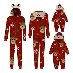 Weihnachtspyjamas Set Schlafanzug Weihnachten Familie Christmas Rentier Schlafanzug Langarm Zweiteiliger Fun-Nachtwäsche Outfit Hausanzug @1 von Viunychn
