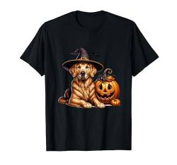 Golden Retriever Hund Hexe Kürbis Halloween Kostüm DIY T-Shirt von Viv Halloween Party
