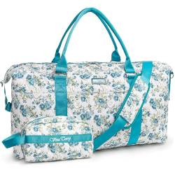 Canvas Travel Tote Gepäck Herren Weekender Duffle Bag mit Schuhfach und Kulturbeutel, B6-blaue und weiße Blumenfarbe, modisch von Viva Terry