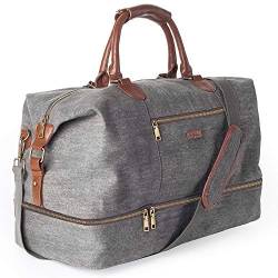 Canvas Travel Tote Luggage Herren Weekender Duffle Bag mit Schuhfach und Kulturtasche, grau, von Viva Terry