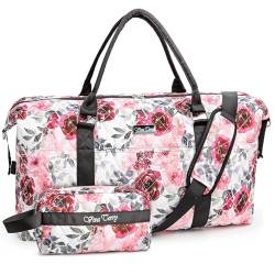 Reisetasche aus Segeltuch mit Schuhfach und Kulturbeutel, Blumenfarbe, modisch von Viva Terry