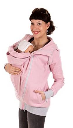 Viva la Mama 3in1 Tragepulli für Mama und Baby I Umstandsjacke mit Tragefunktion I Sweatjacke mit Kapuze I Cleo - rosa - L von Viva la Mama