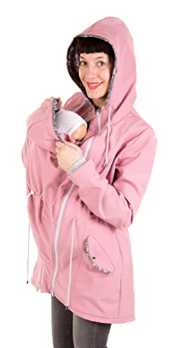 Viva la Mama - 4in1 Tragejacke zum Vorn- und Rückentragen Softshell Umstandsjacke Allwetter - PINA - rosa - S von Viva la Mama