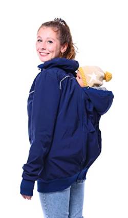 Viva la Mama Jacke für Baby Hintentragen Rückentrage Vorn und Hinten 4in1 Jacke Softshell Trageposition Rücken Einsatz - AVENTURIS marineblau - M von Viva la Mama