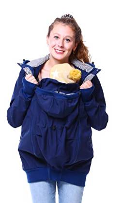 Viva la Mama - Jacke mit Einsatz zum Babytragen Softshelljacke Umstandsjacke - JACKY- Marine blau - XS von Viva la Mama