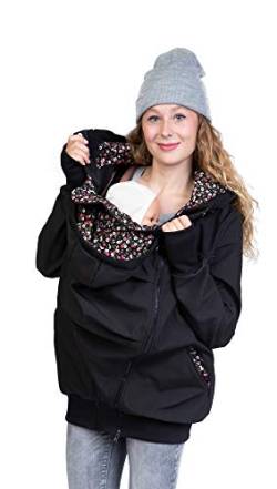 Viva la Mama - Kängurujacke winddicht regendicht Umstandsjacke Schwangerschaftsjacke Herbst Winter - JACKY Blümchen - S von Viva la Mama