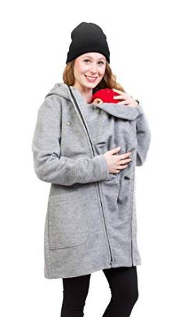 Viva la Mama - Tragejacke hinten und vorn tragen Rückentragen Jacke mit Einsatz Baby - VALENTIN PLUS hellgrau - XS von Viva la Mama