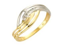 Fingerring VIVANCE "333/- Gelbgold bicolor 6x Zirkonia" Fingerringe Gr. 058 (18,5), Gold, bunt (mehrfarbig, weiß) Damen Fingerringe von Vivance