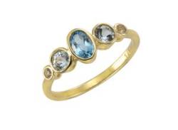 Fingerring VIVANCE "375/- Gelbgold mit Blautopas/Weißtopas" Fingerringe Gr. 060 (19,1), Gold, gelb (gelb, blau) Damen Fingerringe von Vivance