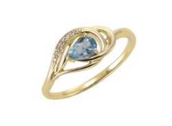 Fingerring VIVANCE "375/- Gelbgold mit Blautopas/Zirkonia" Fingerringe Gr. 052 (16,6), Gold, gelb (gelb, blau) Damen Fingerringe von Vivance