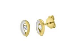 Paar Ohrstecker VIVANCE "375/- Gelbgold bicolor Zirkonia" Ohrringe Gr. ONE-SIZE, Gold, bunt (mehrfarbig, weiß) Damen Ohrstecker von Vivance