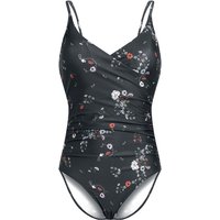 Vive Maria - Rockabilly Badeanzug - Dancing Flower Swimsuit - XS bis S - für Damen - Größe S - schwarz von Vive Maria