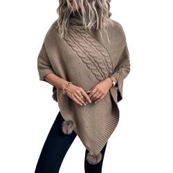 Vivi Idee® Damen Strickponcho mit Kragen, warme Schal Pullover Cardigan, angenehm weich und elastisch, für Winter Herbst Frühling, Einheitsgröße von Vivi Idee