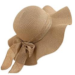 Vivi Idee® Sonnenhut Strohhut Damen faltbar Sommerhut Sonnenmütze Strandhut Straw hat Einheitgröße (Natur) von Vivi Idee