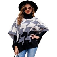 Vivi Idee Strickponcho Damen Strickponcho mit Kragen, Winter warme Schal Pullover angenehm weich und elastisch, Einheitsgröße von Vivi Idee