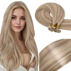 Vivien Bonding Extensions Echthaar Ashblond Extensions Bonding Echthaar Remy Bonding Echthaar Extensions Aschblondine Highlights Gebleichtes Blond P#18/613 24 Zoll/60cm 50g/50s von Vivien