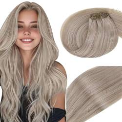 Vivien Tressen Echthaar Extensions Blond Echthaar Tressen Extensions Schmutzige Blondine Höhepunkt Platinblond Haartressen Echthaar Extensions zum Einnähen 40cm 100g #19/60 von Vivien