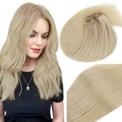 Vivien Tressen Echthaar Extensions Remy Echthaar Tressen Extensions Aschblond Balayage Mittelblond Ombre Platinblond Extensions Tressen Echthaar 35cm 80g #18/22/60 von Vivien