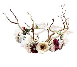 Vivivalue Hirsch-Blumenkrone für Damen, florales Stirnband, Haarkranz, Blumen-Kopfschmuck, Halo-Boho-Hochzeitsfotos, Partys von Vivivalue